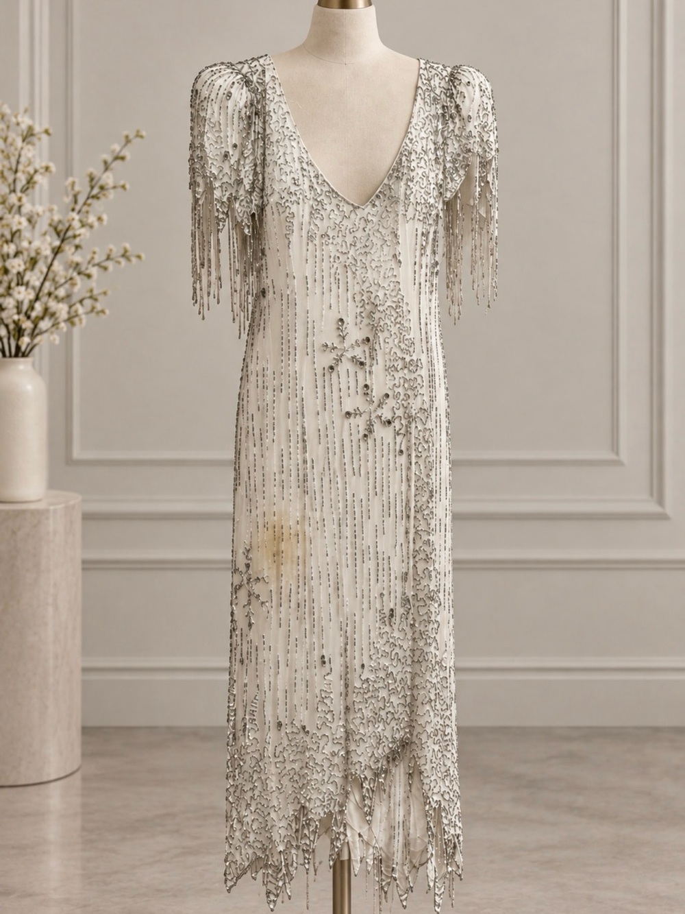 Vintage 1980s Lillie Rubin Beaded Snowflake Dress - Old Money - Old Hollywood